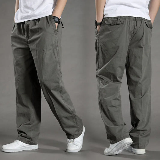 Men's Cargo Pants – Large Size 6XL Cotton Workwear Joggers for Spring, Summer & Autumn