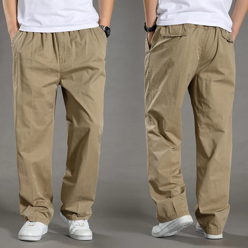 Men's Cargo Pants – Large Size 6XL Cotton Workwear Joggers for Spring, Summer & Autumn