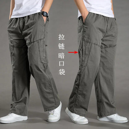 Men's Cargo Pants – Large Size 6XL Cotton Workwear Joggers for Spring, Summer & Autumn