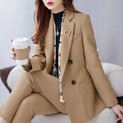 Elegant White Collar Business Suit For Women New Fashionable Autumn Winter Professional Workwear Pant Set