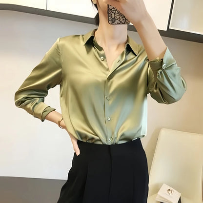 Effortless Elegance: All-Match Satin Finish Blouses for Women