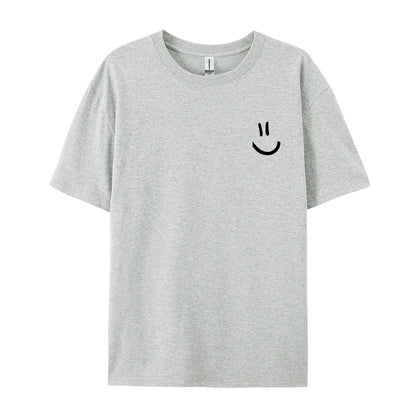 Men's Minimalist Smile Face Graphic Tee – Breathable Cotton Hip Hop T-Shirt