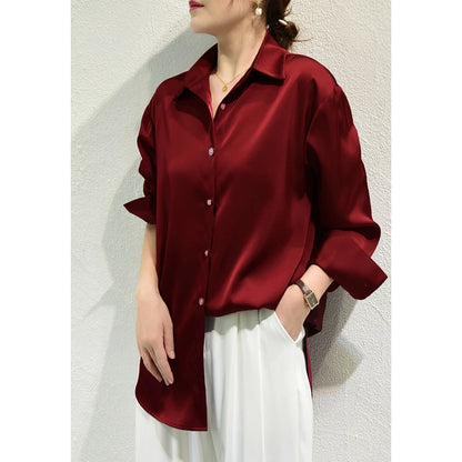 Effortless Elegance: All-Match Satin Finish Blouses for Women