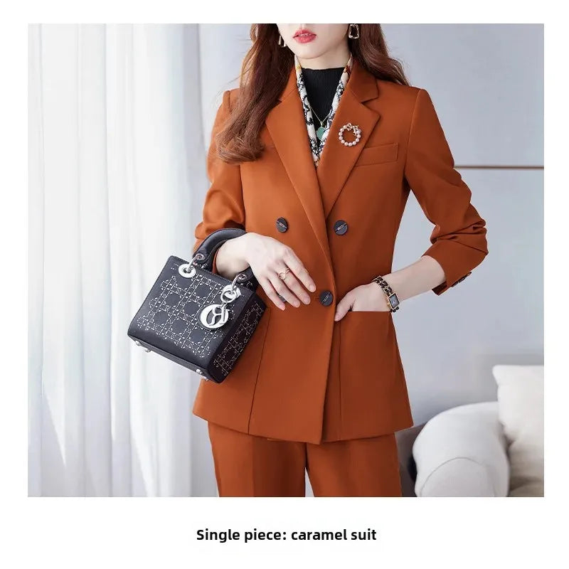 Elegant White Collar Business Suit For Women New Fashionable Autumn Winter Professional Workwear Pant Set