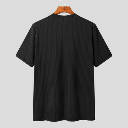 Summer Men's Clothing Light Luxury T Shirt Leisure Long Sleeve O Neck Drapped Solid Color Loose Basic Shirt Popular Knitwear