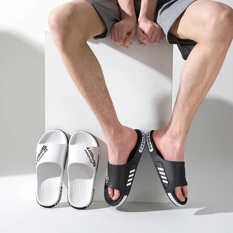 Fashion Men's Slippers – PVC Soft Sole Non-slip Slides for Casual Outdoor & Beach Wear