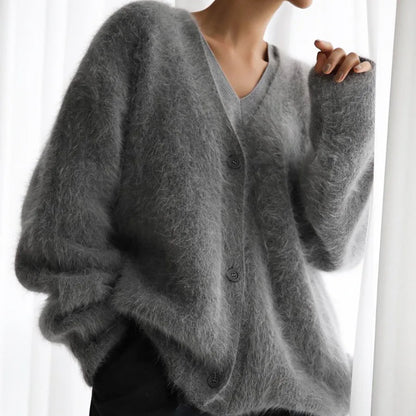 Elegant Long-sleeved Sweater For Women 2024 New Style Single-breasted Women's Casual Cardigan Soft Elastic Knitted Jacket