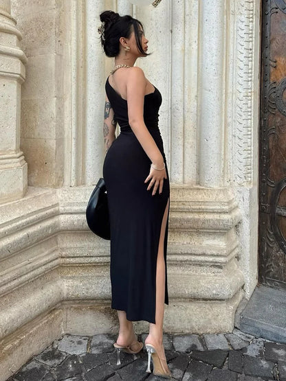 Elegant Black Sleeveless Backless Maxi Dress – Sexy & Chic Party Wear