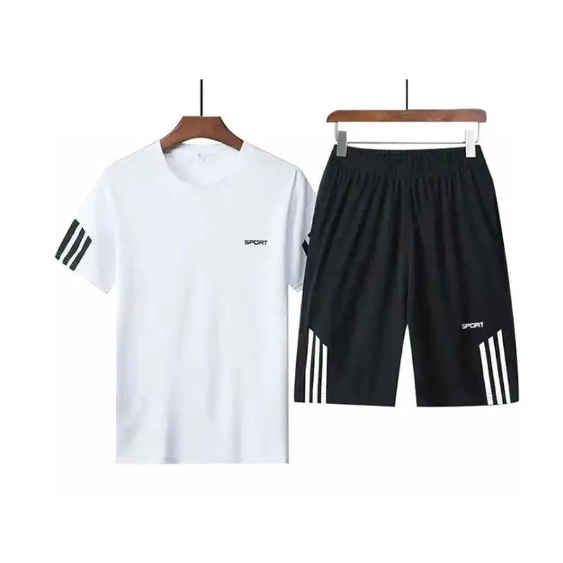 Men's Summer Breathable Sports Suit – Quick-Drying T-Shirt & Loose Shorts for Running"