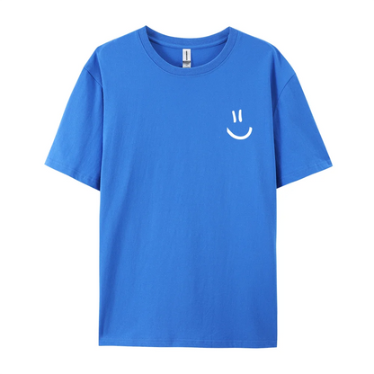 Men's Minimalist Smile Face Graphic Tee – Breathable Cotton Hip Hop T-Shirt