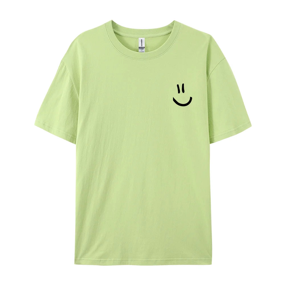 Men's Minimalist Smile Face Graphic Tee – Breathable Cotton Hip Hop T-Shirt