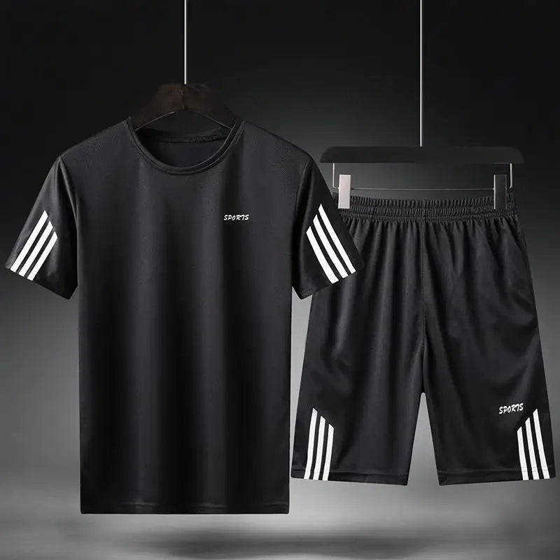 Men's Summer Breathable Sports Suit – Quick-Drying T-Shirt & Loose Shorts for Running"