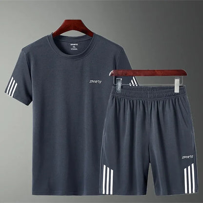 Men's Summer Breathable Sports Suit – Quick-Drying T-Shirt & Loose Shorts for Running"