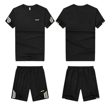 Men's Summer Breathable Sports Suit – Quick-Drying T-Shirt & Loose Shorts for Running"