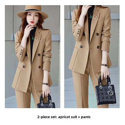 Elegant White Collar Business Suit For Women New Fashionable Autumn Winter Professional Workwear Pant Set