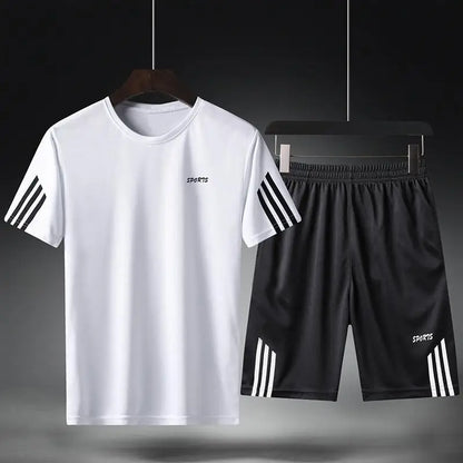 Men's Summer Breathable Sports Suit – Quick-Drying T-Shirt & Loose Shorts for Running"