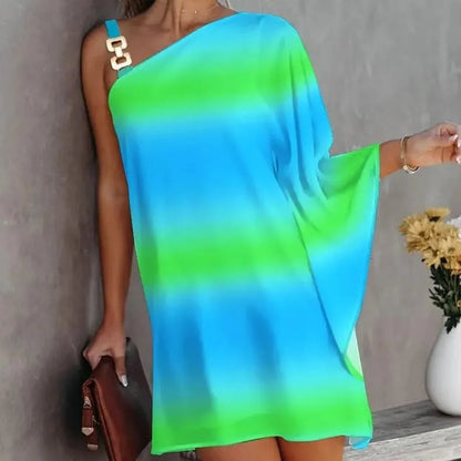 Summer Women's Backless One Shoulder Mini Dress – Sexy Beach Sundress, Y2K Style