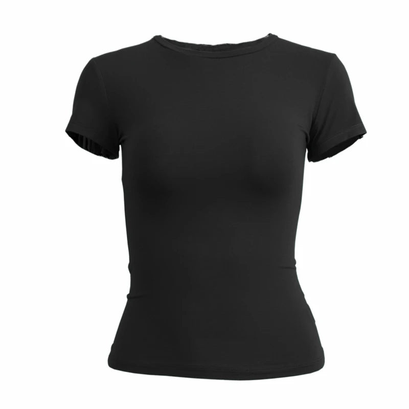 Trendy Y2K Women's Slim Fit Knitted Tee – Chic Streetwear & Sporty Style