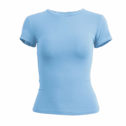 Trendy Y2K Women's Slim Fit Knitted Tee – Chic Streetwear & Sporty Style