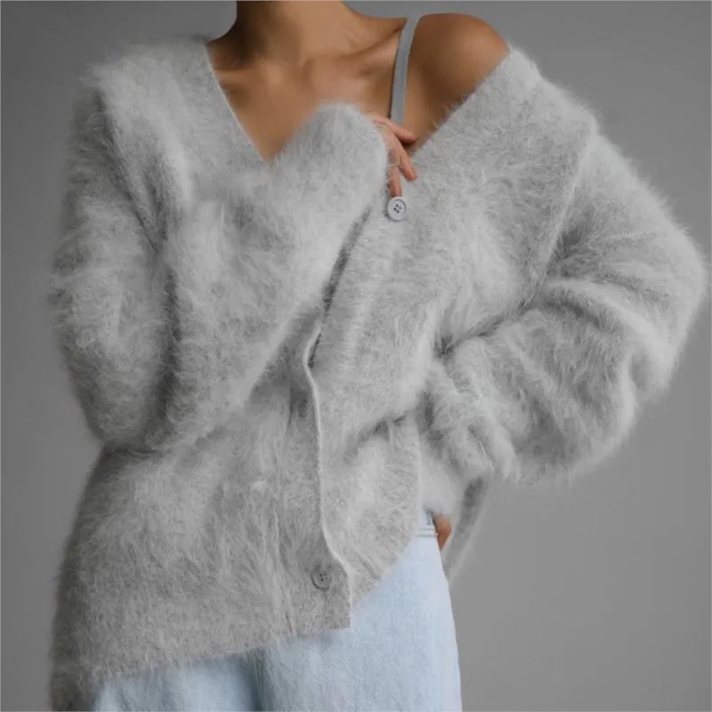 Elegant Long-sleeved Sweater For Women 2024 New Style Single-breasted Women's Casual Cardigan Soft Elastic Knitted Jacket