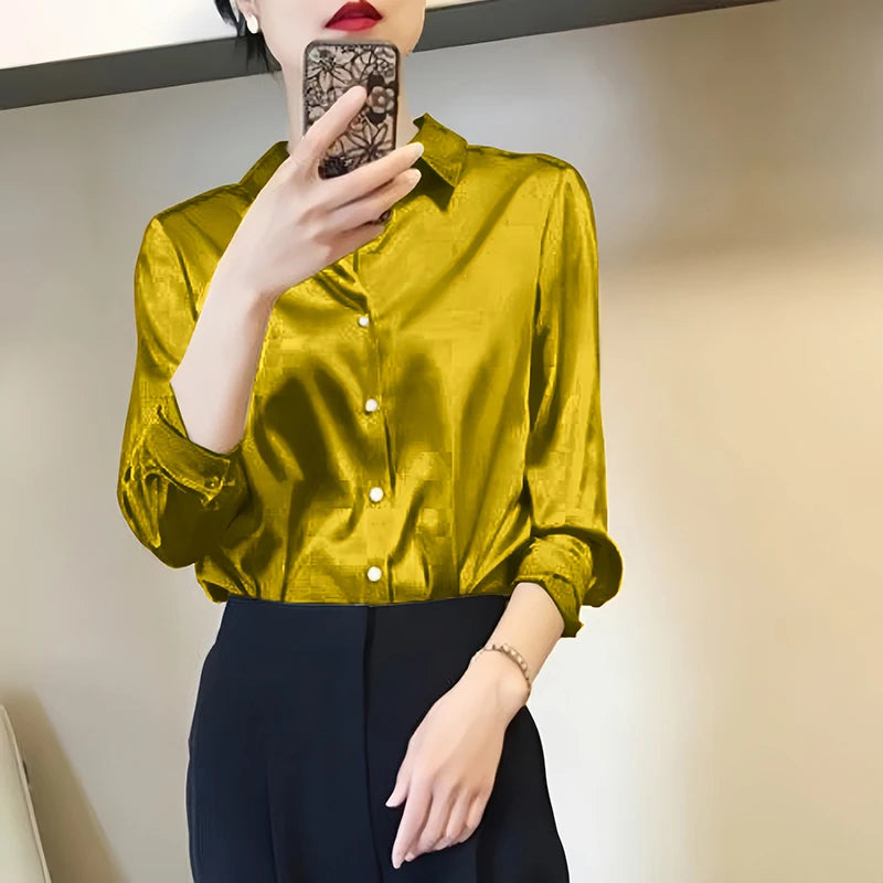 Effortless Elegance: All-Match Satin Finish Blouses for Women