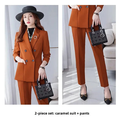 Elegant White Collar Business Suit For Women New Fashionable Autumn Winter Professional Workwear Pant Set